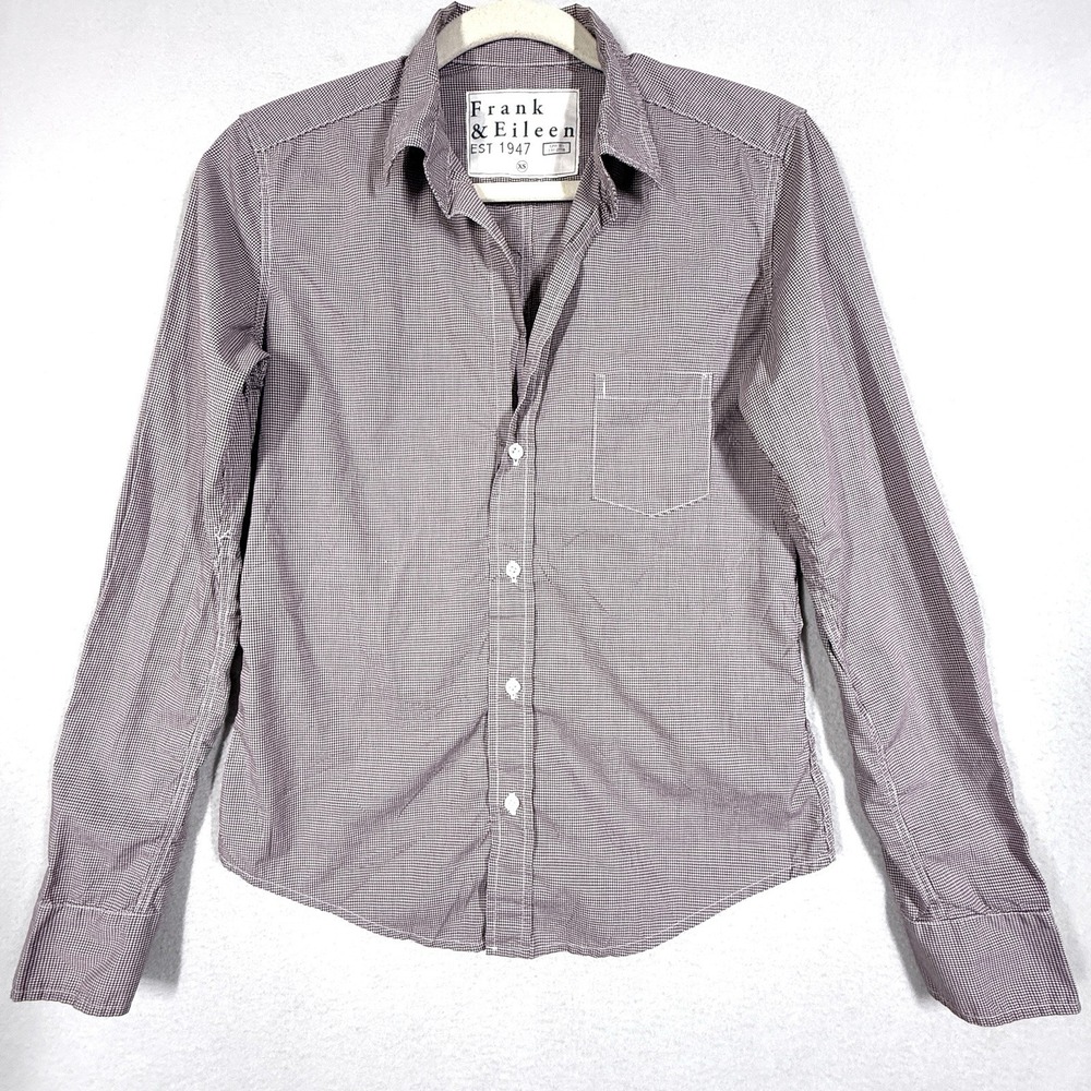 Frank and Eileen Top Womens XS BARRY Shirt Button Up Micro Check Gingham Italy